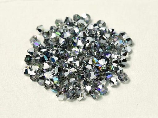 MC (machine cut) Perlen 3 mm Kristall Silber schimmernd  Tschechisches Glas Farbe_Silver Farbe_ Multicolored