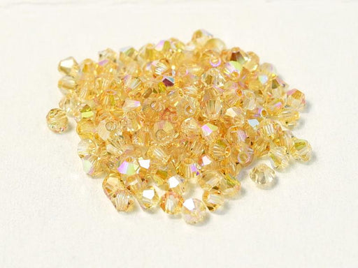 MC (machine cut) Perlen 3 mm Kristall Gelb schimmernd Tschechisches Glas Farbe_Yellow Farbe_ Multicolored