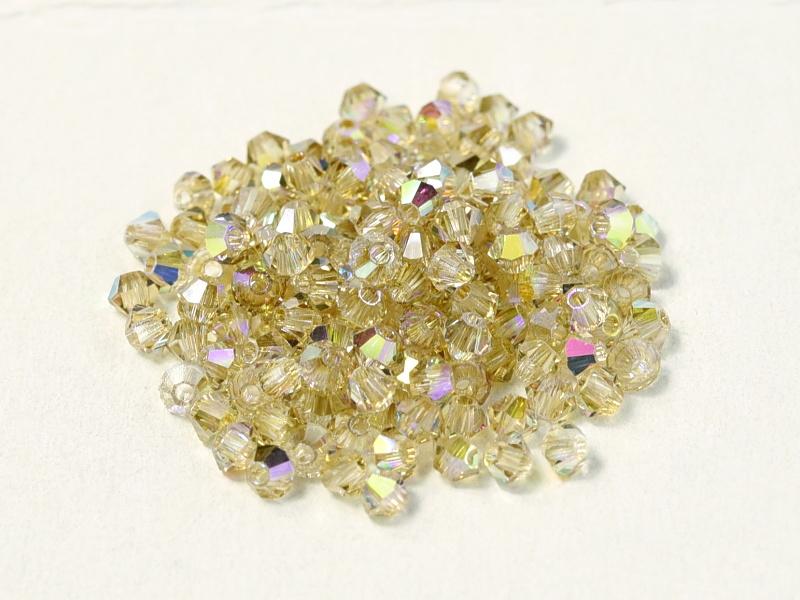 MC (machine cut) Perlen 3 mm Kristall Zitronengelb schimmernd Tschechisches Glas Farbe_Yellow Farbe_ Multicolored