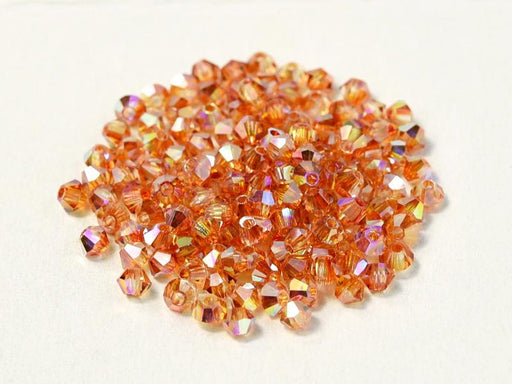 MC (machine cut) Perlen 3 mm Kristall Orange schimmernd Tschechisches Glas Farbe_Orange Farbe_ Multicolored