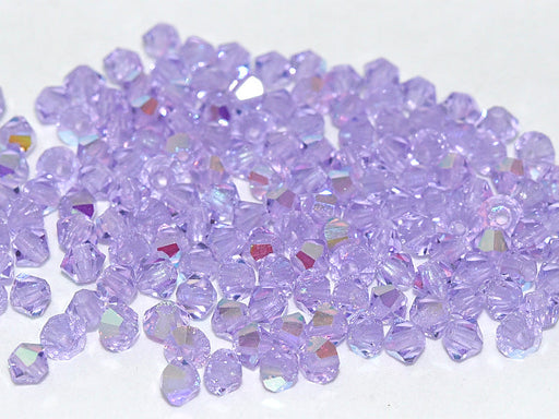 MC (machine cut) Perlen 3 mm Violett Transparent AB Tschechisches Glas Farbe_Purple Farbe_ Multicolored