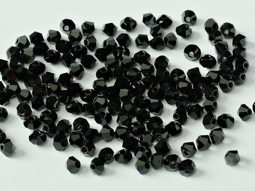 MC (machine cut) Perlen 3 mm Schwarz Tschechisches Glas Farbe_Black