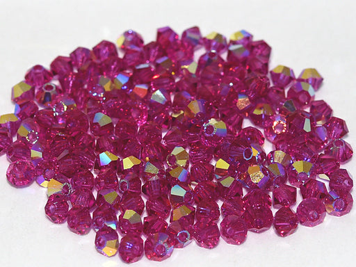 MC (machine cut) Perlen 3 mm Fuchsie AB Tschechisches Glas Farbe_Purple Farbe_ Multicolored