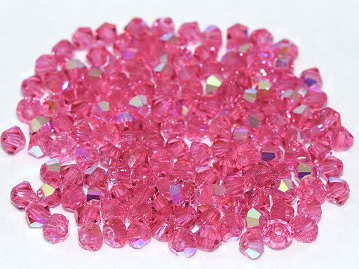 MC (machine cut) Perlen 3 mm Rose Transparent AB Tschechisches Glas Farbe_Pink Farbe_ Multicolored