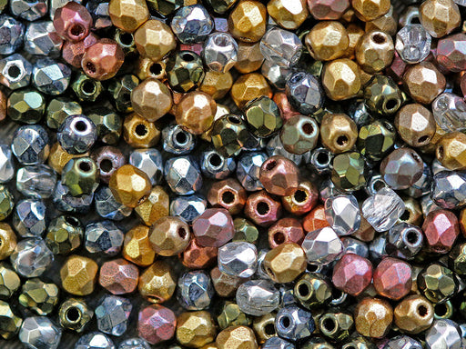 Mischung aus facettierten feuerpolierten Perlen 3 mm 5 Meteorregen Tschechisches Glas Farbe_Multicolored