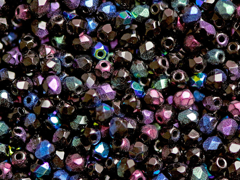 Mischung aus facettierten feuerpolierten Perlen 3 mm 5 сolors elegant schwarz Tschechisches Glas Farbe_Black Farbe_ Multicolored