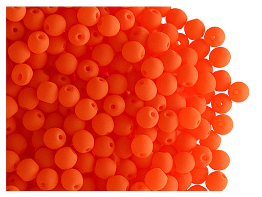 160 St. Rund NEON ESTRELA Perlen 3mm, Böhmisches Glas, Orange
