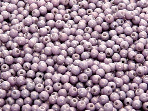 100 St. Runde Gepresste Perlen 3mm, Böhmisches Glas, Weiß Kreide Vega Luster