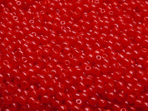 Round Beads 3 mm Red Opal Czech Glass Red
