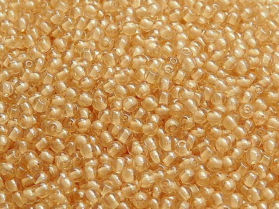 100 St. Runde Gepresste Perlen 3mm, Böhmisches Glas, Kristall Orange Luster