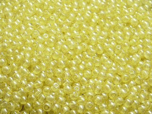100 St. Runde Gepresste Perlen 3mm, Böhmisches Glas, Kristall Gelb Luster