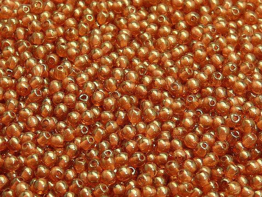 100 St. Runde Gepresste Perlen 3mm, Böhmisches Glas, Kristall Rot Luster