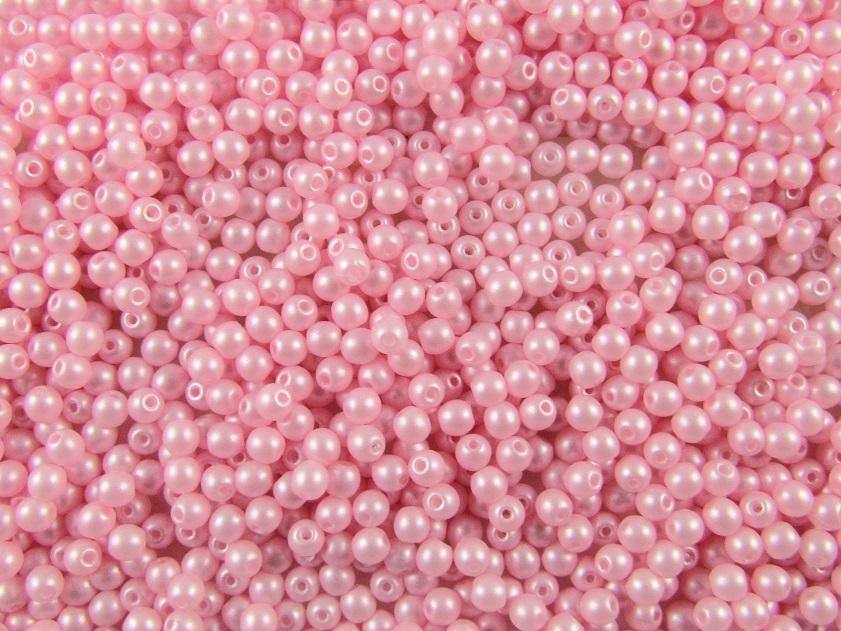 100 St. Runde Gepresste Perlen 3mm, Böhmisches Glas,Alabaster Pastell Rosafarbene Perle