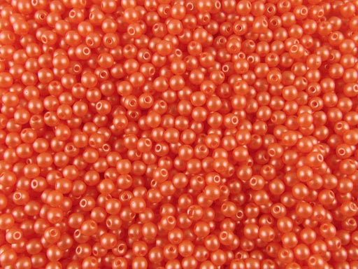 100 St. Runde Gepresste Perlen 3mm, Böhmisches Glas,Alabaster Pastell Orange