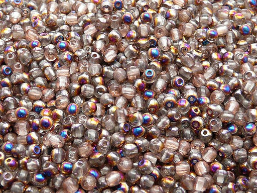 100 St. Runde Gepresste Perlen 3mm, Böhmisches Glas, Kristall Sliperit