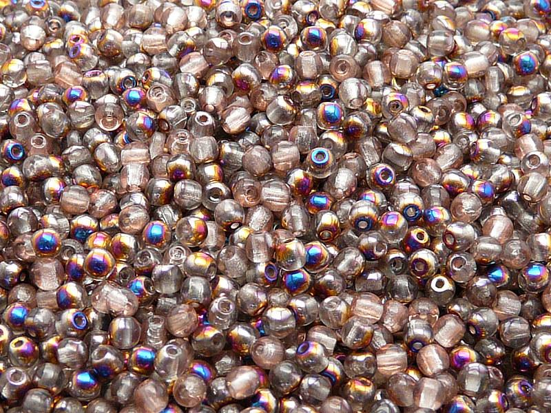 100 St. Runde Gepresste Perlen 3mm, Böhmisches Glas, Kristall Sliperit