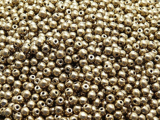 100 St. Runde Gepresste Perlen 3mm, Böhmisches Glas, Dunkles Gold