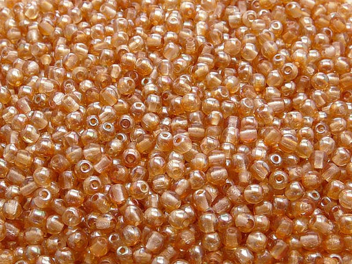 100 St. Runde Gepresste Perlen 3mm, Böhmisches Glas, Kristall Aprikosen Medium