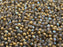 100 St. Gepresste Perlen rund 3mm, Kristall matt Gold schimmernd, Tschechisches Glas