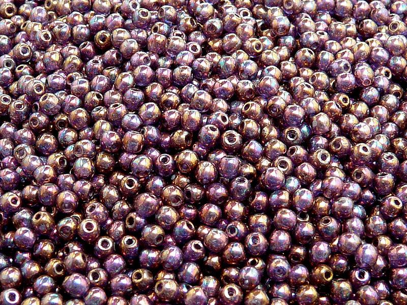 100 St. Runde Gepresste Perlen 3mm, Böhmisches Glas, Kristall irisierend