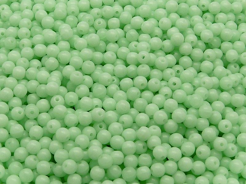 100 St. Runde Gepresste Perlen 3mm, Böhmisches Glas, Undurchsichtiger Grün