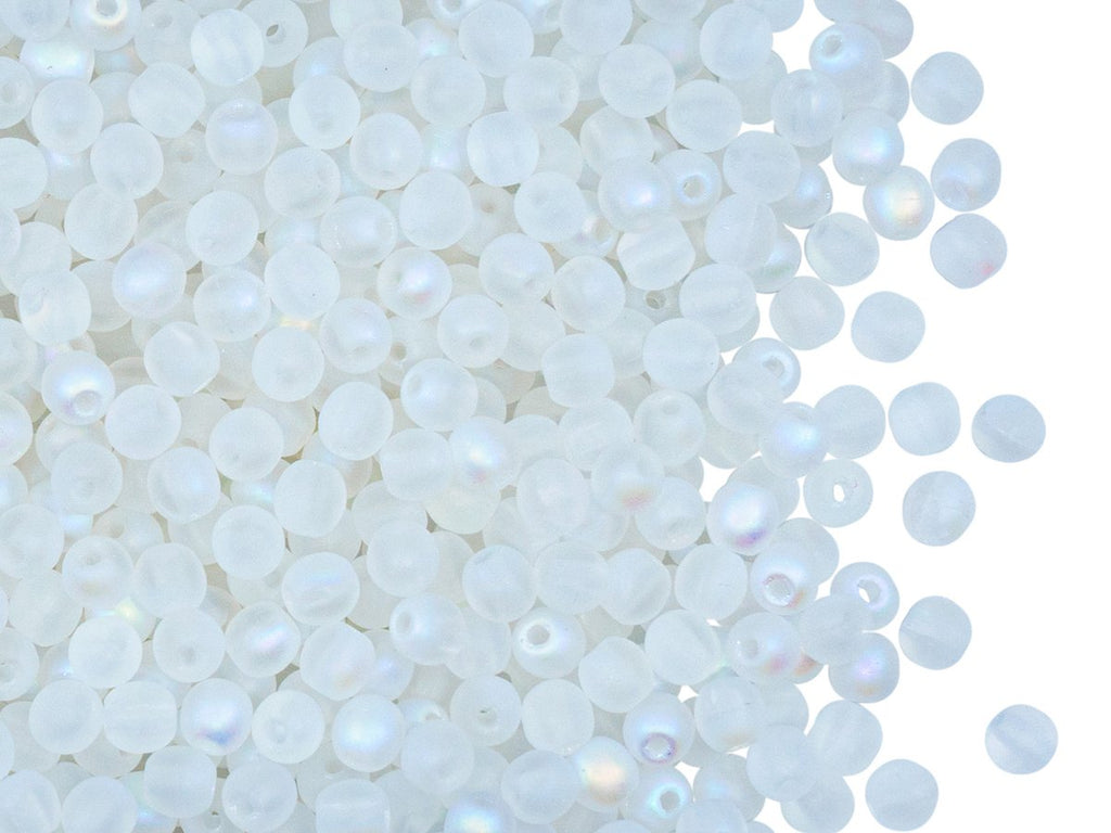 Runde Perlen 3 mm Kristall matt Ab Tschechisches Glas  Farbe_Multicolored