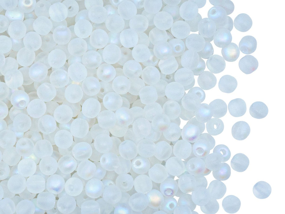 Runde Perlen 3 mm Kristall matt Ab Tschechisches Glas  Farbe_Multicolored