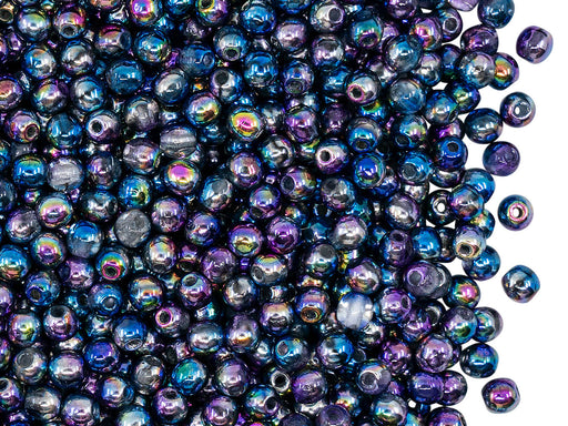 100 pcs Runde Perlen 3 mm, Kristall Magic Violet Blau, Tschechisches Glas (Round Beads)
