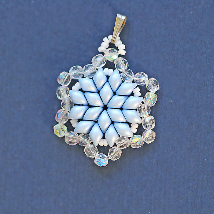 Exklusives Perlen-SET „3 Schneeflocken“ (Perlenschmuckherstellung zum Selbermachen), Blau