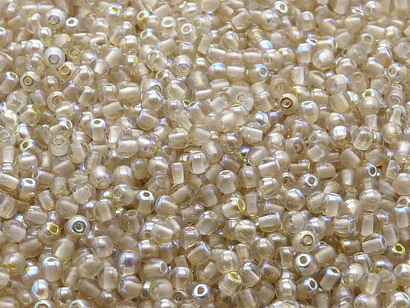 100 St. Gepresste Perlen rund 3mm, Kristall Zitrone schimmernd, Tschechisches Glas