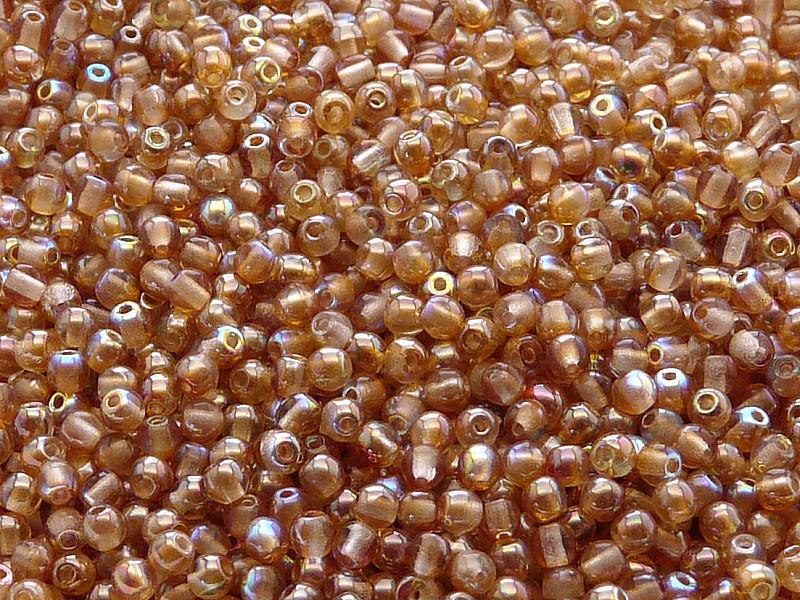 100 St. Gepresste Perlen rund 3mm, Kristall Orange schimmernd, Tschechisches Glas