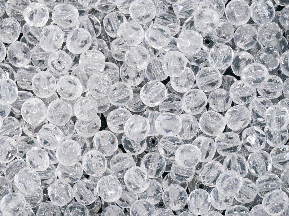 100 St. Fire Polished facettierte Glasperlen rund 4mm, Kristall, Tschechisches Glas