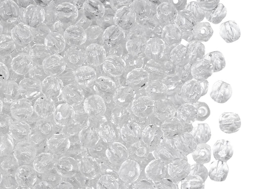 100 St. Fire Polished facettierte Glasperlen rund 4mm, Kristall, Tschechisches Glas