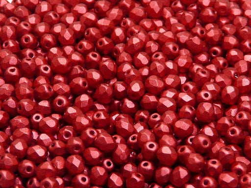 100 St. Fire Polished facettierte Glasperlen rund 4mm, Kristall, Bronze Lava Rot, Tschechisches Glas