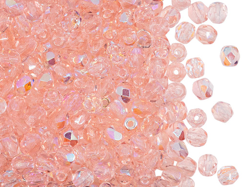 100 St. Fire Polished facettierte Glasperlen rund 4 mm, Rosalin AB, Tschechisches Glas
