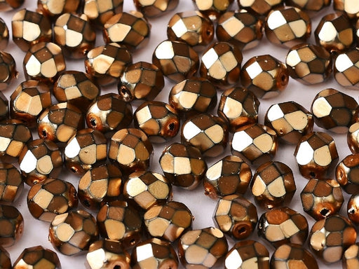 100 pcs 100 pcs Fire Polished Beads 4 mm Jet Heavy Metal Beige Czech Glass