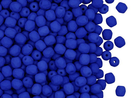 Fire Polished facettierte Glasperlen rund 4 mm Blau Neon Tschechisches Glas  Farbe_Blue