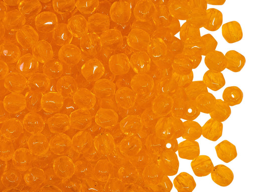 Fire Polished facettierte Glasperlen rund 4 mm Hyazinthe Transparent  Tschechisches Glas  Farbe_Orange