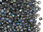 100 St. Fire Polished facettierte Glasperlen 4mm, Kristall, geätzt, Graphit schimmernd, Tschechisches Glas