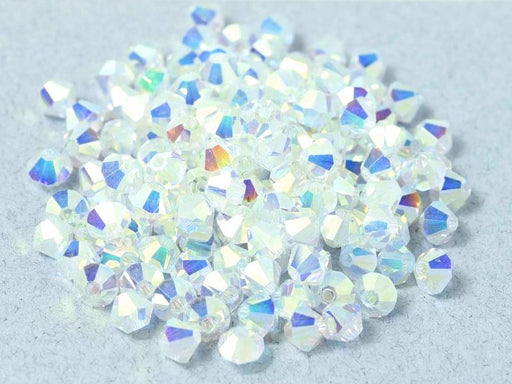 144 pcs MC (machine cut) Perlen 4 mm Kristallklar 2xAB Tschechisches Glas Farbe_Multicolored