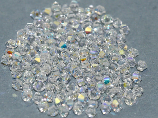 144 pcs MC (machine cut) Perlen 4 mm Kristallklar AB Tschechisches Glas Farbe_Clear Farbe_ Multicolored