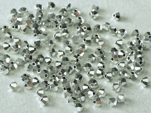 144 pcs MC (machine cut) Perlen 4 mm Kristall  Labrador voll Tschechisches Glas Farbe_Silver