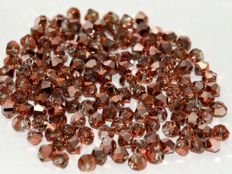 144 pcs MC (machine cut) Perlen 4 mm Kristall Capri Gold Tschechisches Glas Farbe_Brown Farbe_ Gold