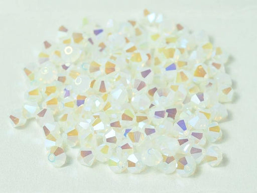 144 pcs MC (machine cut) Perlen 4 mm Weißer Opal 2xAB Tschechisches Glas Farbe_White Farbe_ Multicolored