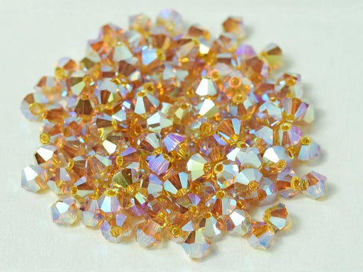 144 pcs MC (machine cut) Perlen 4 mm Topaz 2xAB Tschechisches Glas Farbe_Orange Farbe_ Multicolored