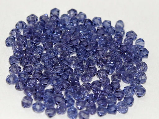 144 pcs MC (machine cut) Perlen 4 mm Tanzanit Transparent Tschechisches Glas Farbe_Blue