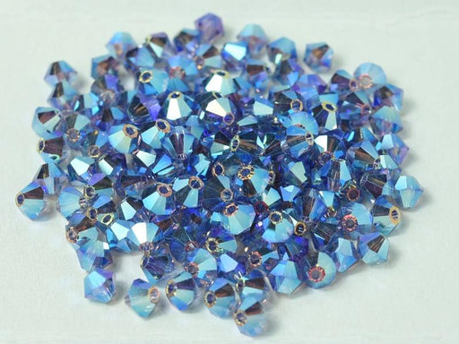 144 pcs MC (machine cut) Perlen 4 mm Tanzanit 2xAB Tschechisches Glas Farbe_Blue Farbe_ Multicolored