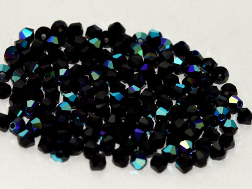 144 pcs MC (machine cut) Perlen 4 mm Jet Black AB Tschechisches Glas Farbe_Black Farbe_ Multicolored