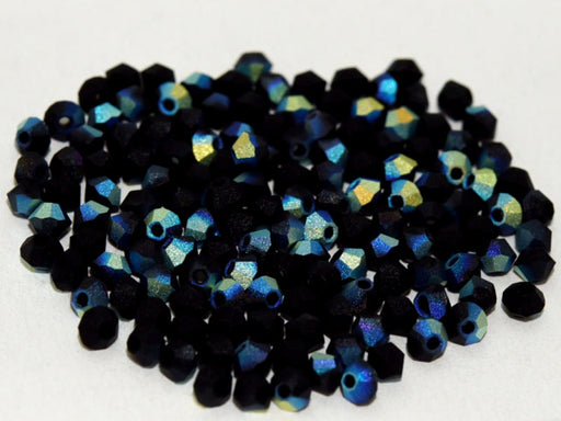 144 pcs MC (machine cut) Perlen 4 mm Schwarz AB matt Tschechisches Glas Farbe_Black Farbe_ Multicolored