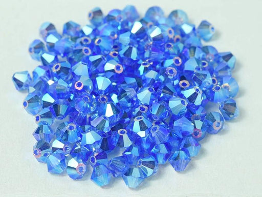 144 pcs MC (machine cut) Perlen 4 mm Saphir 2xAB Tschechisches Glas Farbe_Blue Farbe_ Multicolored